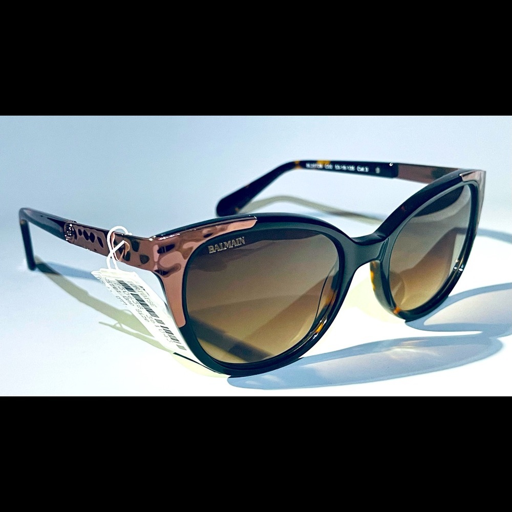 🇫🇷BALMAIN💎-Purple Foil/Chrome Accent-Tortoise Shell-Cat Eye Sunglasses-NWT